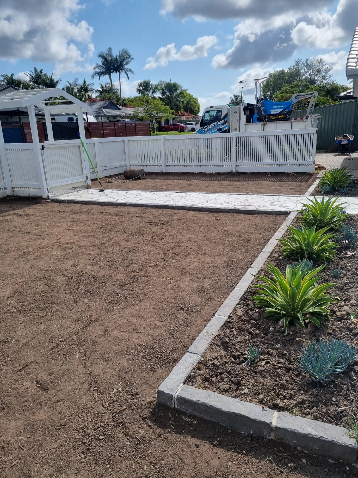Artificial turf area before installation